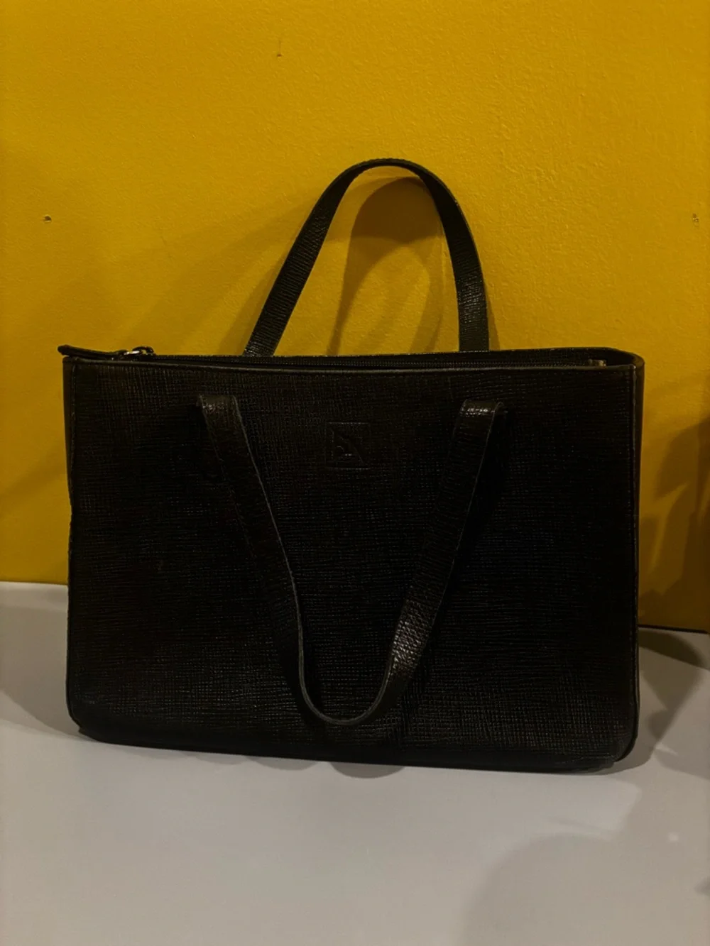 Black vegan Leather Tote Handbag